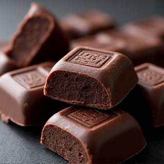 Bloques de chocolate mexicano oscuro y brillante, con un toque rústico.