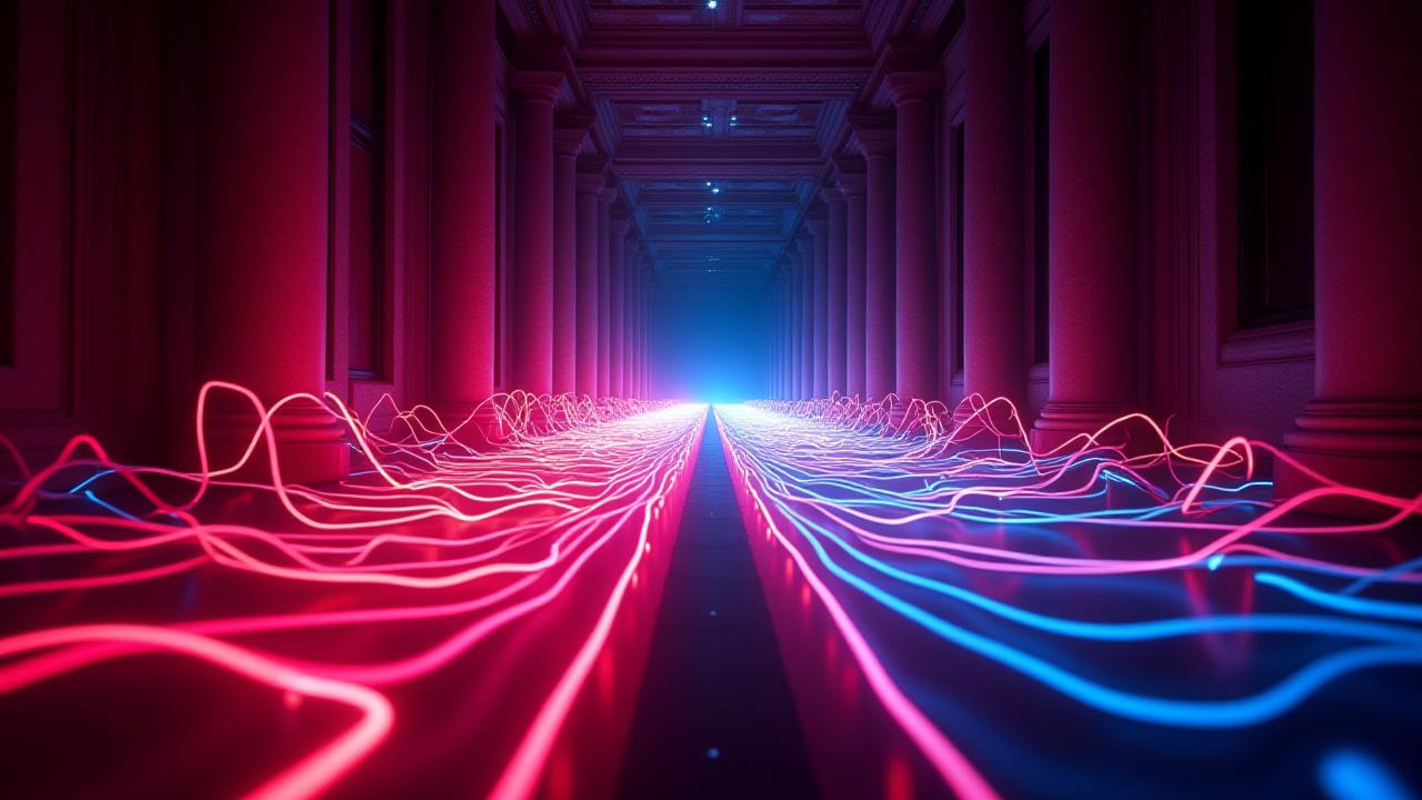 Instalación de arte óptico dinámico creando patrones de luz