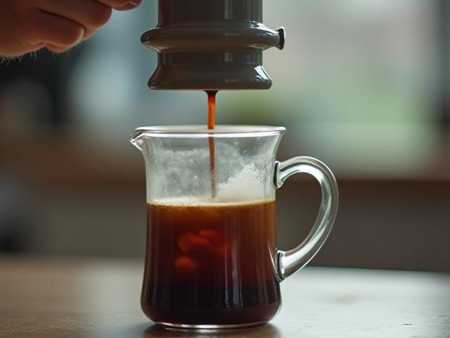 Café siendo extraído con un Aeropress