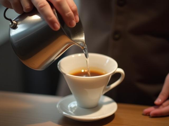 Barista realizando una preparación de café Pour-Over con un V60